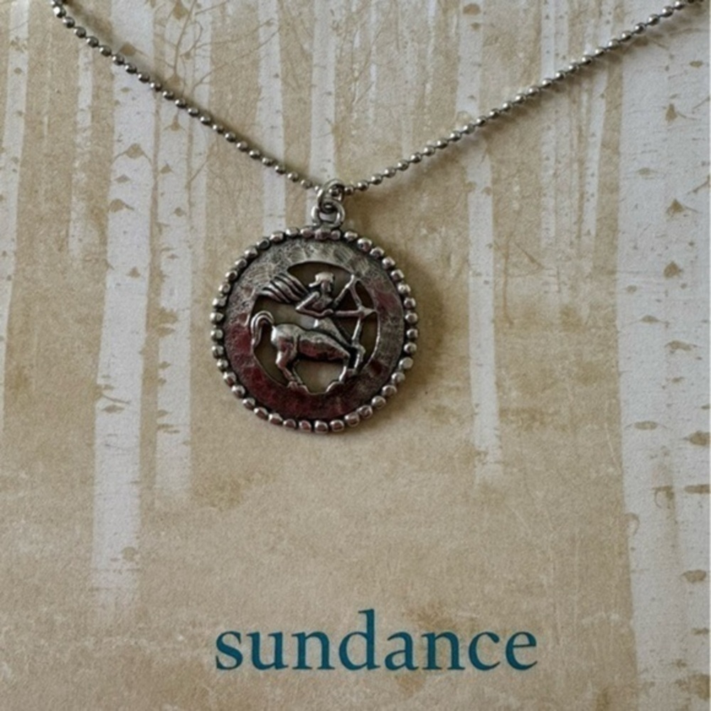 Sundance 925 Sterling Silver Sagittarius Zodiac Coin Pendant Necklace NEW